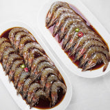 Soy sauce marinated shrimps