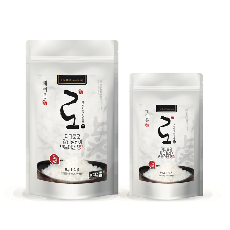Premium 'Lo' Korean Coarse Grain Sea Salt 굵은 입자 프리미엄 천일염 '로' 500g