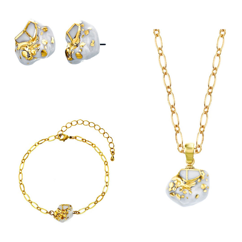Deliver 6 Oct. (Pre-order) Gemstone Ceramic Jewellery Set