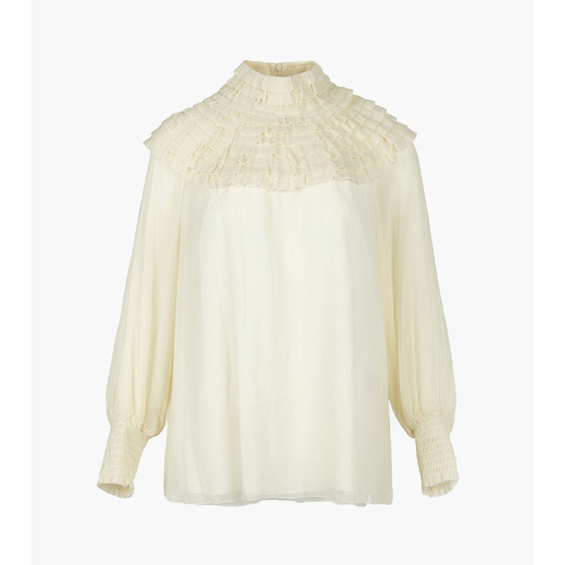 Deliver 6 Oct. (Pre-order) High Neck Ruffled Silk Blouse