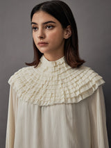 Deliver 6 Oct. (Pre-order) High Neck Ruffled Silk Blouse