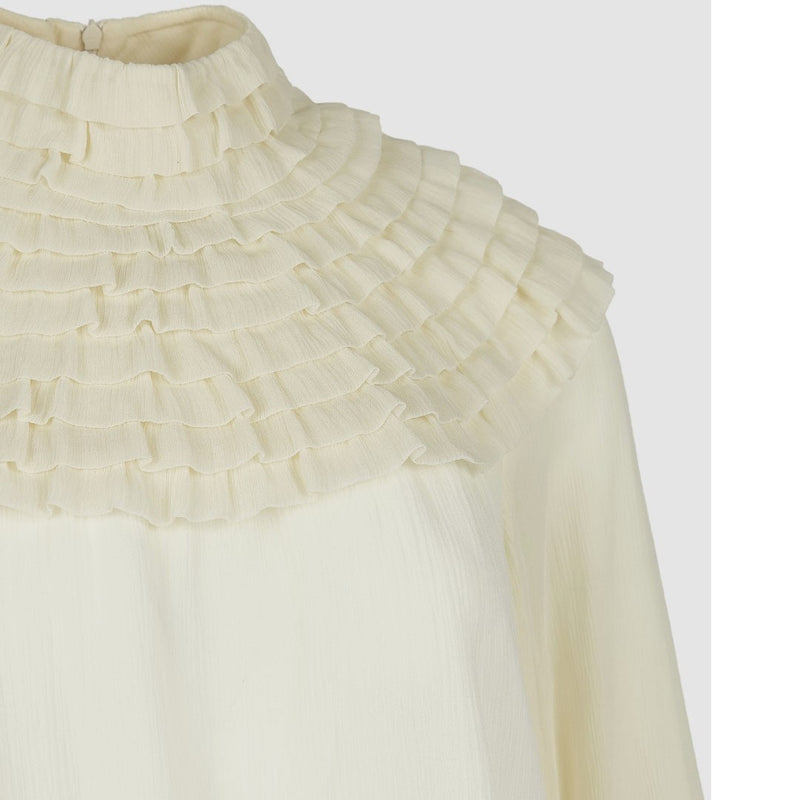 Deliver 6 Oct. (Pre-order) High Neck Ruffled Silk Blouse