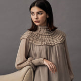Deliver 6 Oct. (Pre-order) High Neck Ruffled Silk Blouse