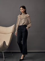 Deliver 6 Oct. (Pre-order) High Neck Ruffled Silk Blouse