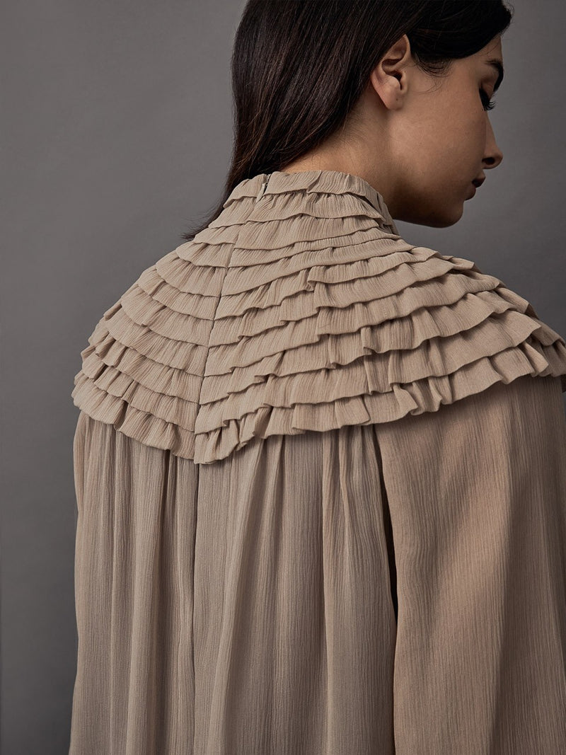Deliver 6 Oct. (Pre-order) High Neck Ruffled Silk Blouse