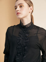 Deliver 6 Oct. (Pre-order) Organza Pleated Cotton-Silk Blouse