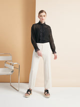 Deliver 6 Oct. (Pre-order) Organza Pleated Cotton-Silk Blouse