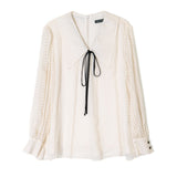 Deliver 6 Oct. (Pre-order) V-Neck Flat Collar See-through Blouse